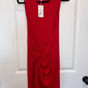 Halogen Vibrant Red Backless Dress